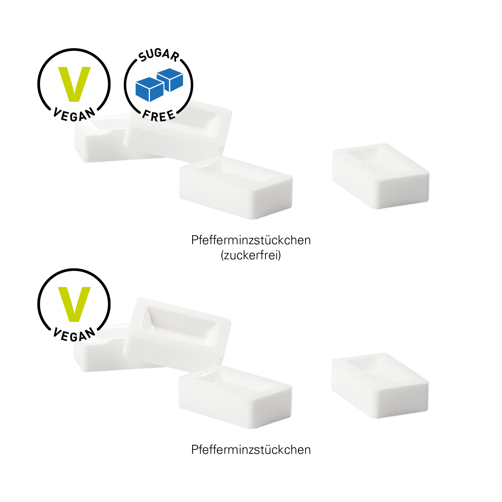 Pfefferminzriegel; 1 Riegel mit 12 Pfefferminzstückchen, zuckerfrei