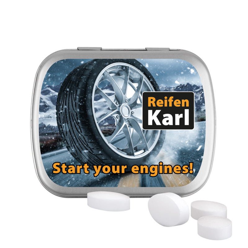 Klappdose; Pfeffi Pfefferminzpastillen, zuckerfrei / Füllmenge:19 g / Gewicht:34,22 g; matt-silber; matt-silber