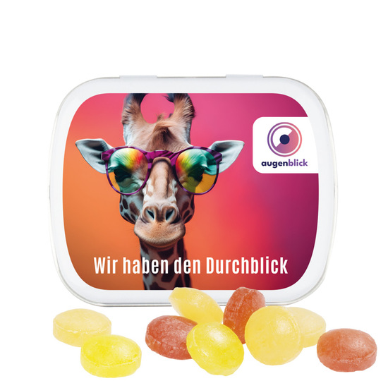 Klappdose; Cavendish & Harvey Mini Bonbons Fruchtmix / Füllmenge:19 g / Gewicht:34,22 g; weiß