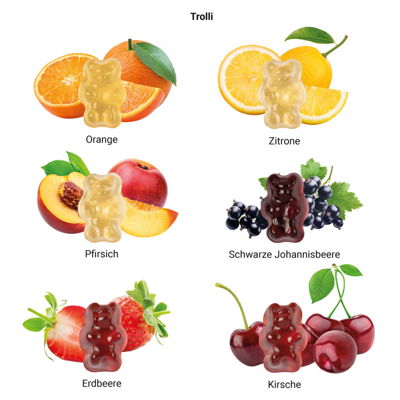 Minitüte 10 g Trolli 30 % Fruchtsaft Bärchen