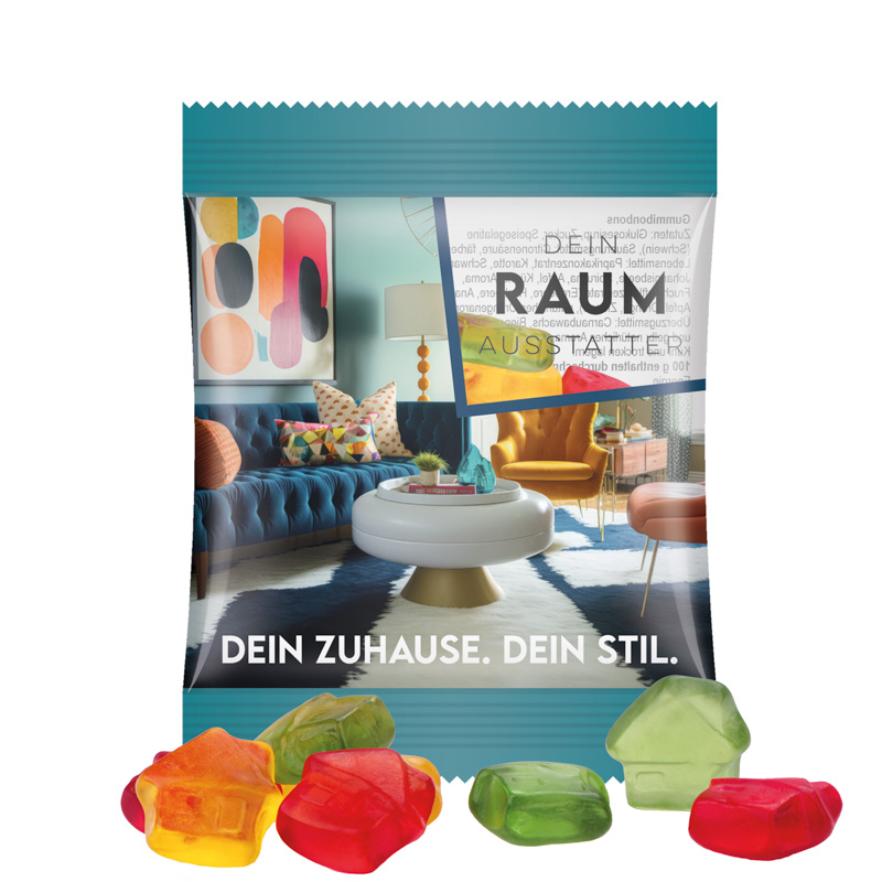 Minitüte 10 g Trolli Fruchtgummi Standardformen; Trolli Fruchtgummi Haus, Folie, transparent