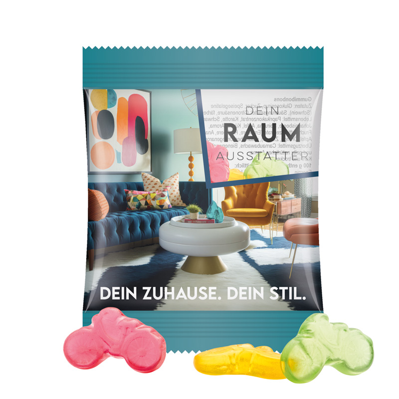Minitüte 10 g Trolli Fruchtgummi Standardformen; Trolli Fruchtgummi Fahrrad, Folie, transparent