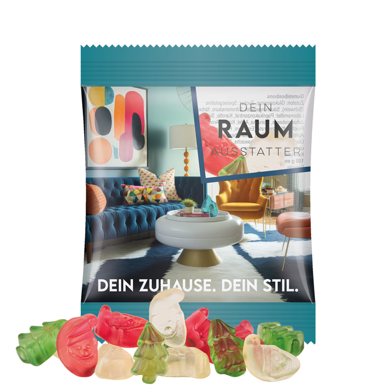 Minitüte 10 g Trolli Fruchtgummi Weihnachtsmischung; Trolli  Weihnachtsmischung (Santa Claus und Weihnachtsbaum), Folie, transparent