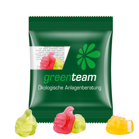 Minitüte 15 g Trolli Fruchtgummi Standardformen; Trolli Fruchtgummi Daumen, Kompostierbare Folie, transparent