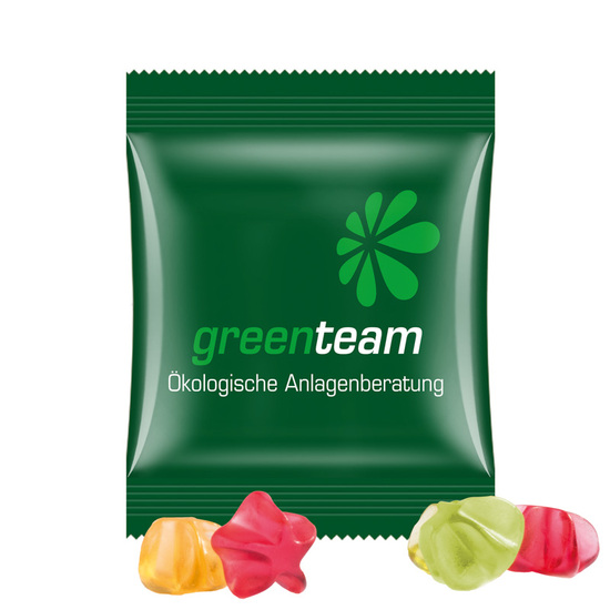 Minitüte 15 g Trolli Fruchtgummi Standardformen; Trolli Fruchtgummi Sterne, Folie, weiß