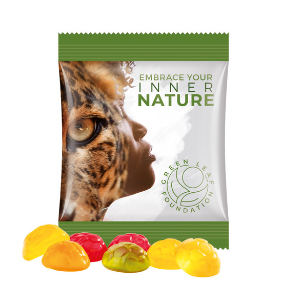 Minitüte 15 g Trolli Fruchtgummi Standardformen; Trolli Fruchtgummi Fußbälle, Folie, weiß