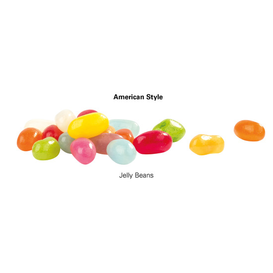 Minitüte 10 g American Style Jelly Beans; American Style Jelly Beans, Kompostierbare Folie, weiß