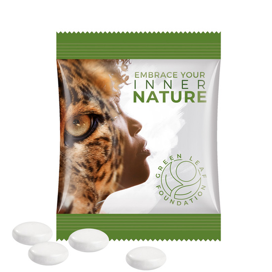 Minitüte 8 g Mentos Kaudragees; Mentos Kaudragee Mint, Folie, weiß