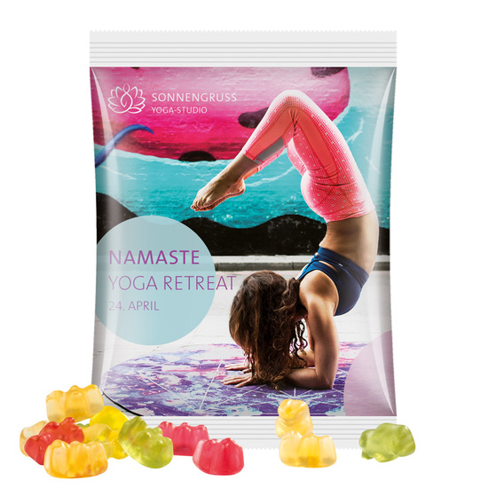 Maxitüte 50 g Trolli Trolli Fruchtgummi Bärchen; Kompostierbare Folie, weiß