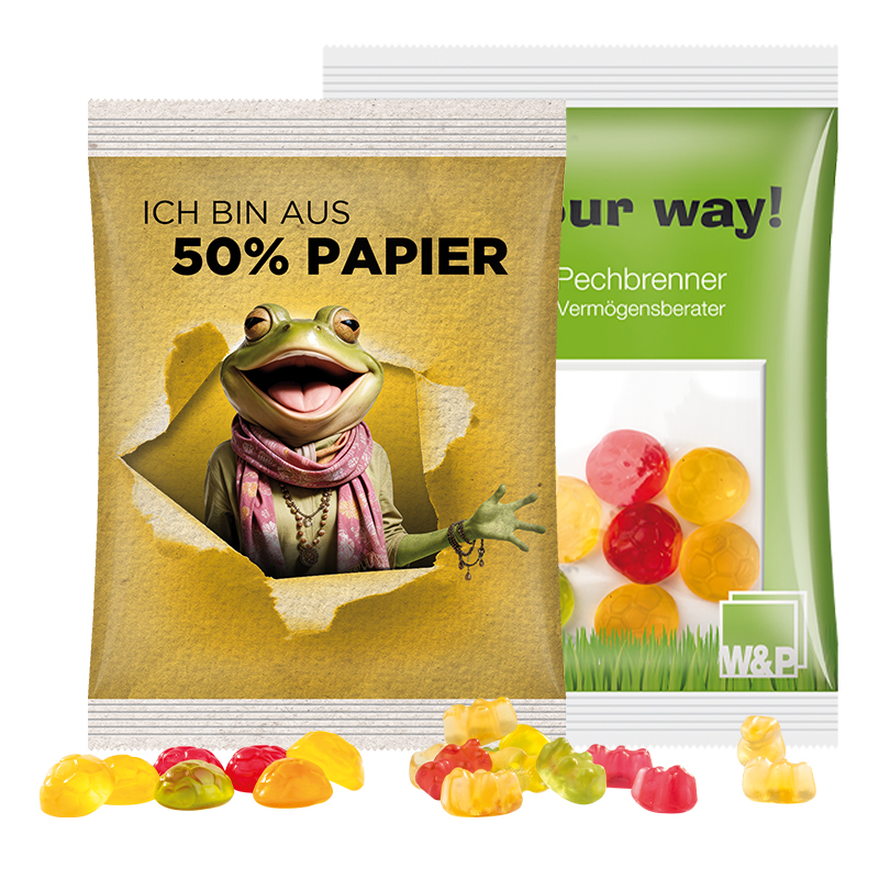 Maxitüte 50 g Trolli Trolli Fruchtgummi Bärchen; Kompostierbare Folie, transparent