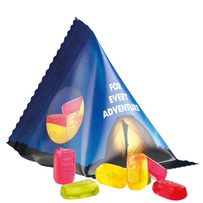 Tetraeder 15 g Trolli Fruchtgummi Standardformen; Trolli Fruchtgummi Handy, Folie, transparent