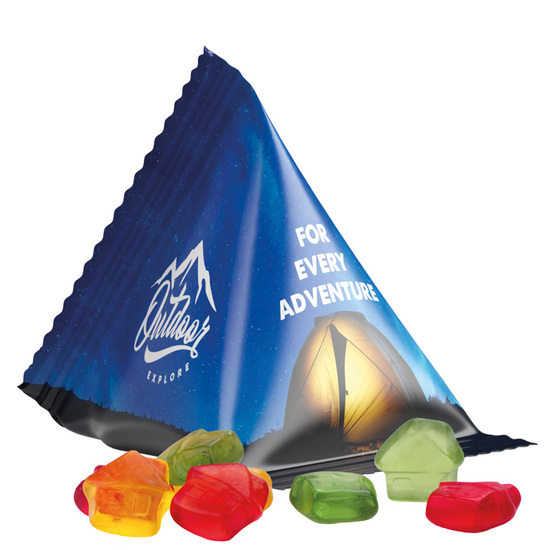 Tetraeder 15 g Trolli Fruchtgummi Standardformen; Trolli Fruchtgummi Haus, Folie, weiß