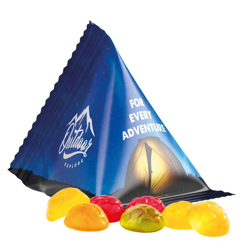 Tetraeder 15 g Trolli Fruchtgummi Standardformen; Trolli Fruchtgummi Fußbälle, Folie, weiß