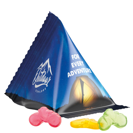 Tetraeder 15 g Trolli Fruchtgummi Standardformen; Trolli Fruchtgummi Fahrrad, Folie, weiß