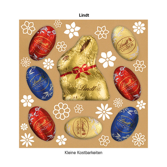 Lindt Präsent; 9 Lindt Mini Pralinés mit Werbeschuber Standard: Karton, weiß, FSC®-Zertifiziert, Inlay: Kunststoff