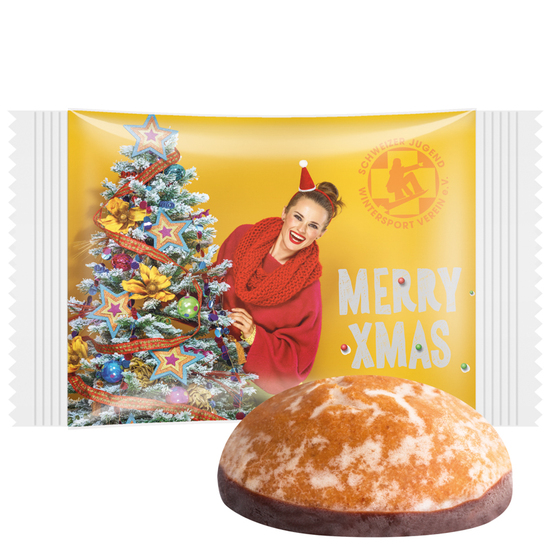 Lebkuchen Mini Bahlsen; 1 Bahlsen Lebkuchen  mit Folie, weiß