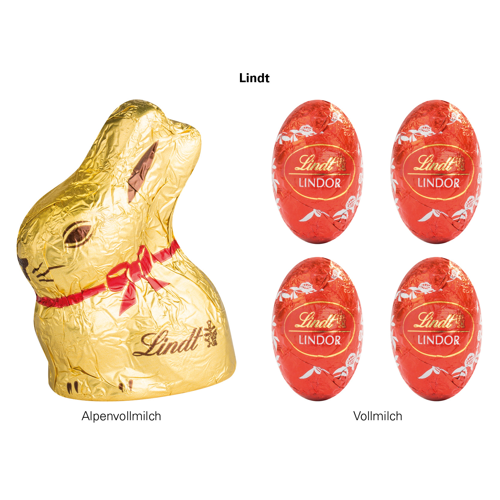 Standbodenbox Ostern Lindt; 4 Lindt LINDOR Mini Schoko-Ostereier