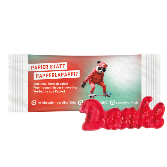 Fruchtgummi 1er Danke, Kartons à 250 Stück, 7 Kartons im Umkarton, recyclingfähiges Papier, weiß