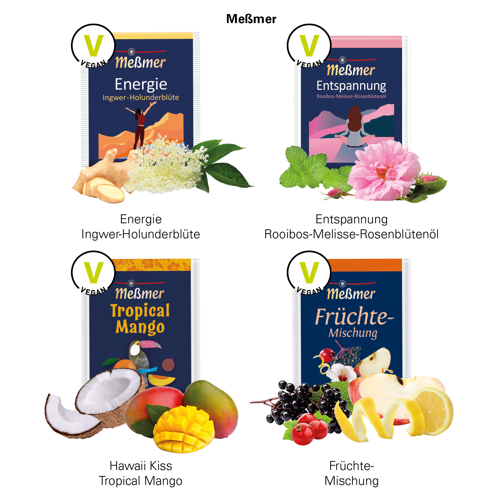 Werbekarte Midi Meßmer; 1 Meßmer Teebeutel Früchte-Mischung