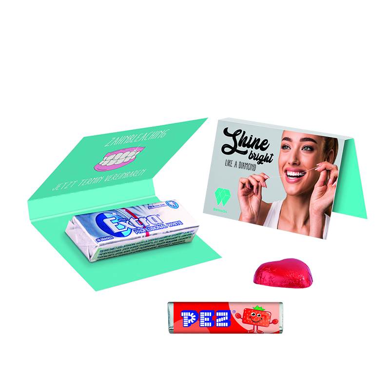 Werbekarte Visitenkartenformat PEZ; 1 PEZ Bonbonriegel, Orange