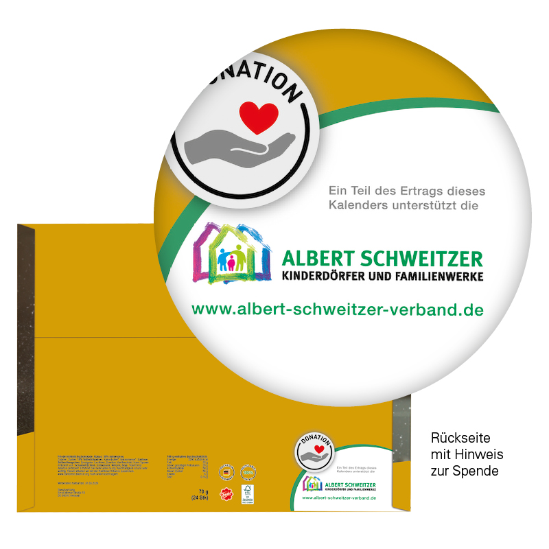 Classic Wand Adventskalender Graspapier; 24 Friedel Schokoladentäfelchen mit Hülle Graspapier, Standardmotiv, Querformat, Hülle und Inlay: recycelbar