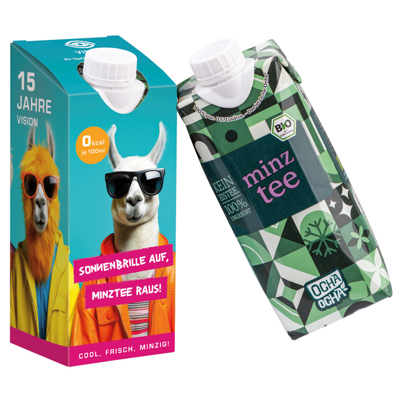 Drink Pack mit Ocha-Ocha® BIO Minztee; 1 recycelbares Tetra Pak® mit Ocha-Ocha® BIO Minztee