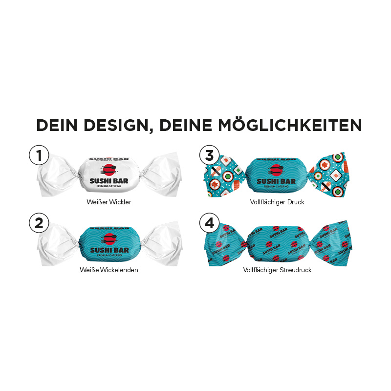 Bonbon ungefüllt; Fruchtmix Bonbons, oval, einzeln eingewickelt