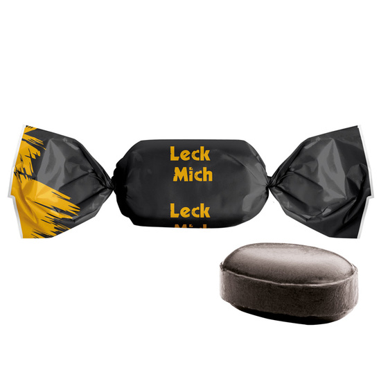 Bonbon ungefüllt; Himbeer-Lakritz Bonbons, oval, einzeln eingewickelt