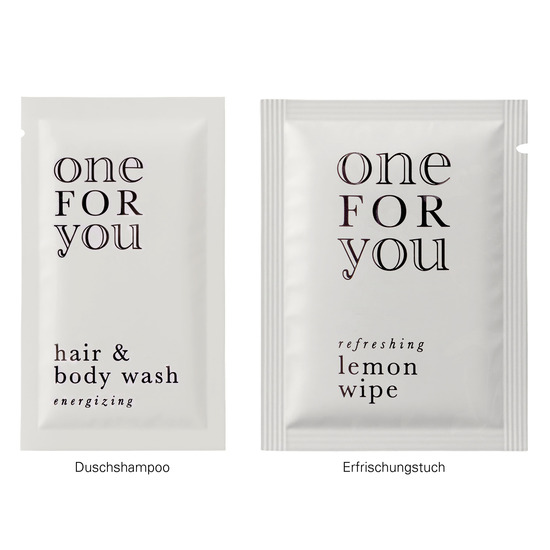 Werbekarte Long; 1 Tütchen mit einem Erfrischungstuch