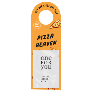 Werbeanhänger Erfrischungstuch; 1 Tütchen mit einem Erfrischungstuch