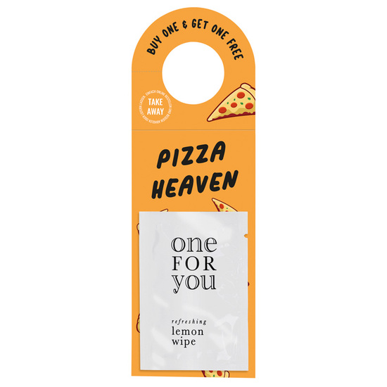 Werbeanhänger Erfrischungstuch; 1 Tütchen mit einem Erfrischungstuch