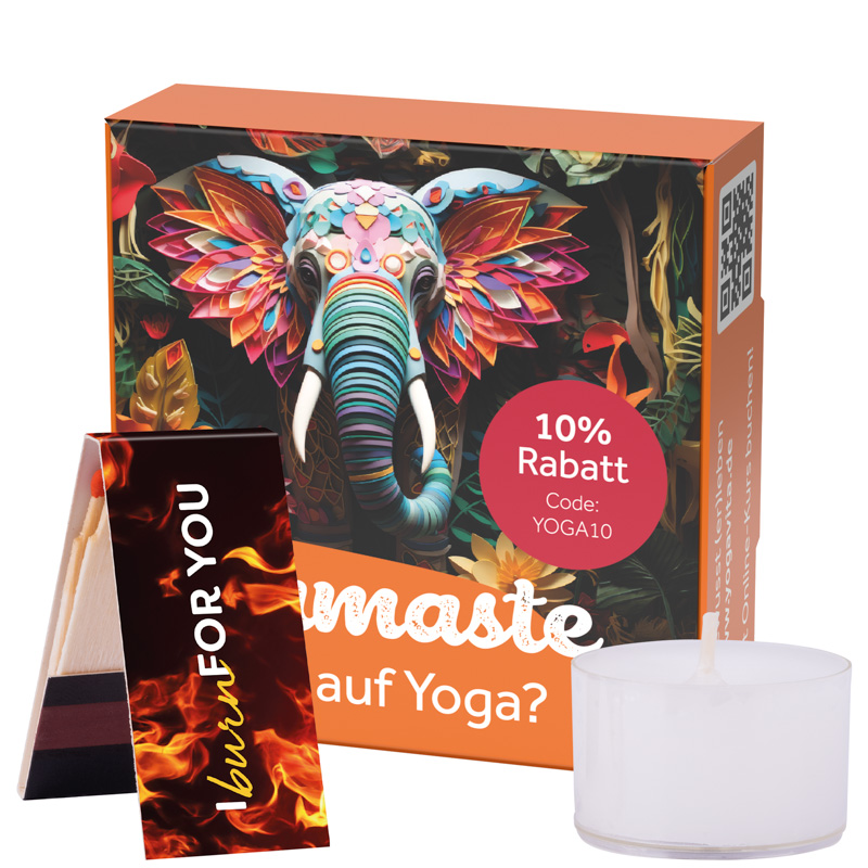 Klappbox S Teelichter; 4 Teelichter und 1 Streichholzbriefchen, Standardmotiv