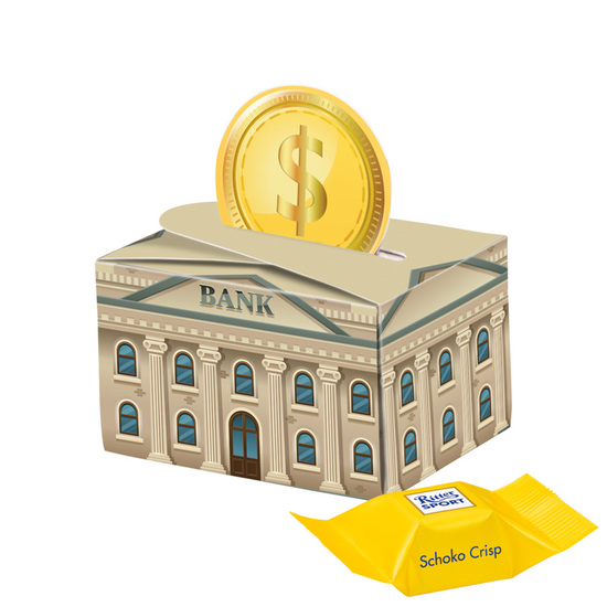 Geschenkbox Mini rund; 2 Ritter SPORT Schokowürfel Schoko Crisp (nur sortenrein)