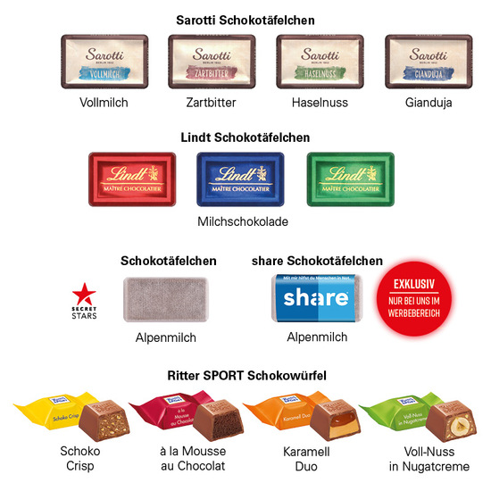 Adventskalender Transporter; 24 Ritter SPORT Schokowürfel, 4 Sorten