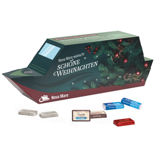 Adventskalender Schiff; 24 Lindt Schokotäfelchen