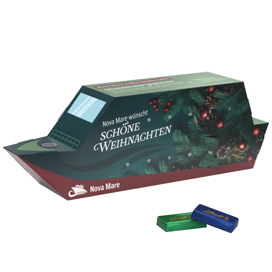 Adventskalender Schiff; 24 Lindt Schokotäfelchen