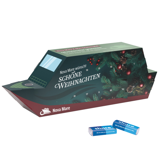 Adventskalender Schiff; 24 share Schokotäfelchen
