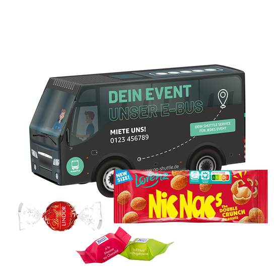 3D Präsent Bus; 1 Tütchen Lorenz Nuss & Frucht