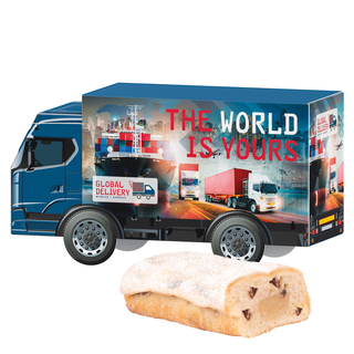 3D Präsent LKW Weihnachten; 4 WEISS Lebkuchen Mini