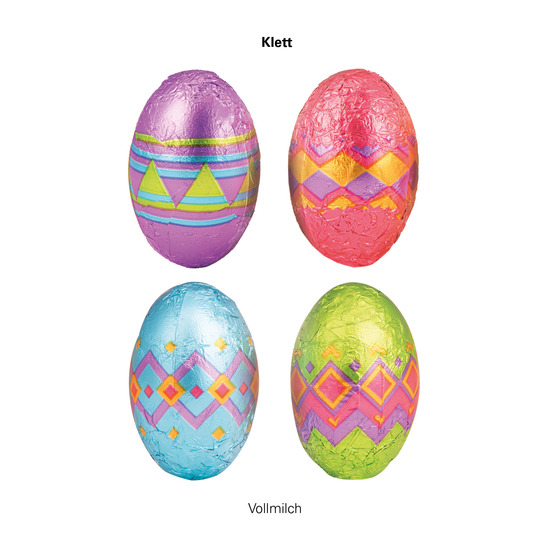 3D Präsent Transporter Ostern; 1 Beutel mit 5 Klett Schoko-Ostereiern