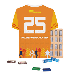 Täfelchen Adventskalender Trikot ECO; 24 Lindt Schokotäfelchen