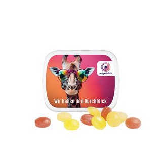Klappdose, weiß, Mini Bonbons Fruchtmix