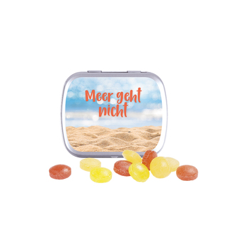 Klappdose, silber-blank, Mini Bonbons Fruchtmix