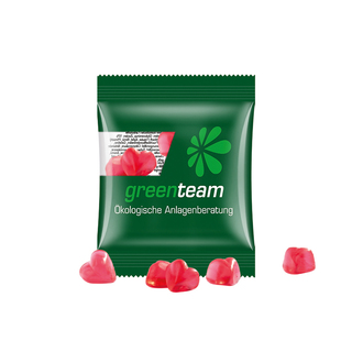Minitüte,15 g, kompostierbare Folie transparent, Trolli Fruchtgummi Herz rot