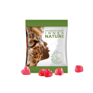 Minitüte,10 g, Folie weiß, Trolli Fruchtgummi Herz rot