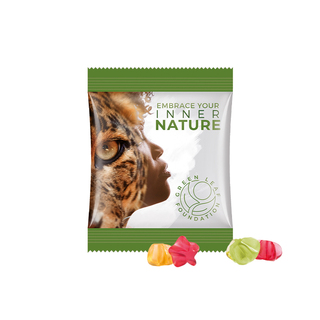 Minitüte,10 g, Folie weiß, Trolli Fruchtgummi Sterne