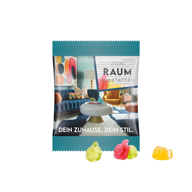 Minitüte,15 g, Folie transparent, Trolli Fruchtgummi Daumen