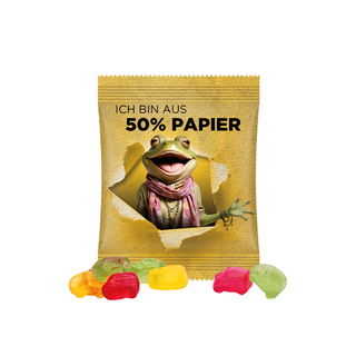 Minitüte, 10 g, Papierfolie weiß, Trolli Fruchtgummi Auto-Mischung
