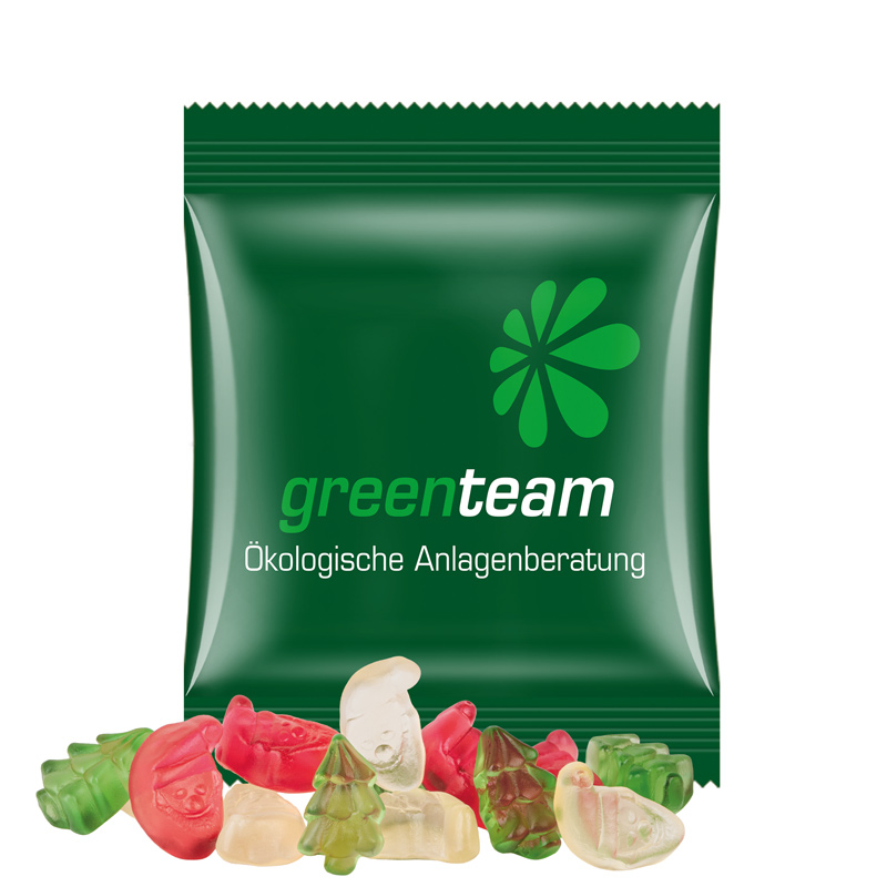 Minitüte, 15 g, kompostierbare Folie weiß, Trolli Weihnachtsmischung