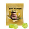 Minitüte 10 g Trolli Fruchtgummi Standardformen; Trolli Fruchtgummi Kleeblatt grün, Folie mit ca. 50 % Papieranteil, weiß